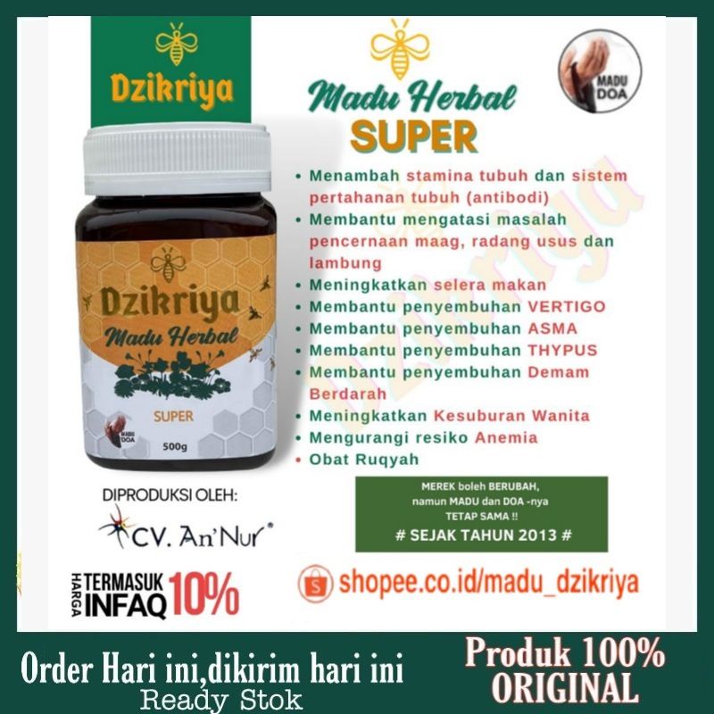 Agen Resmi 100% ORI Madu Dzikriya Herbal Pahit, Herbal Untuk Maag Kronis dan diabetes, Dzikriya Original/Asli