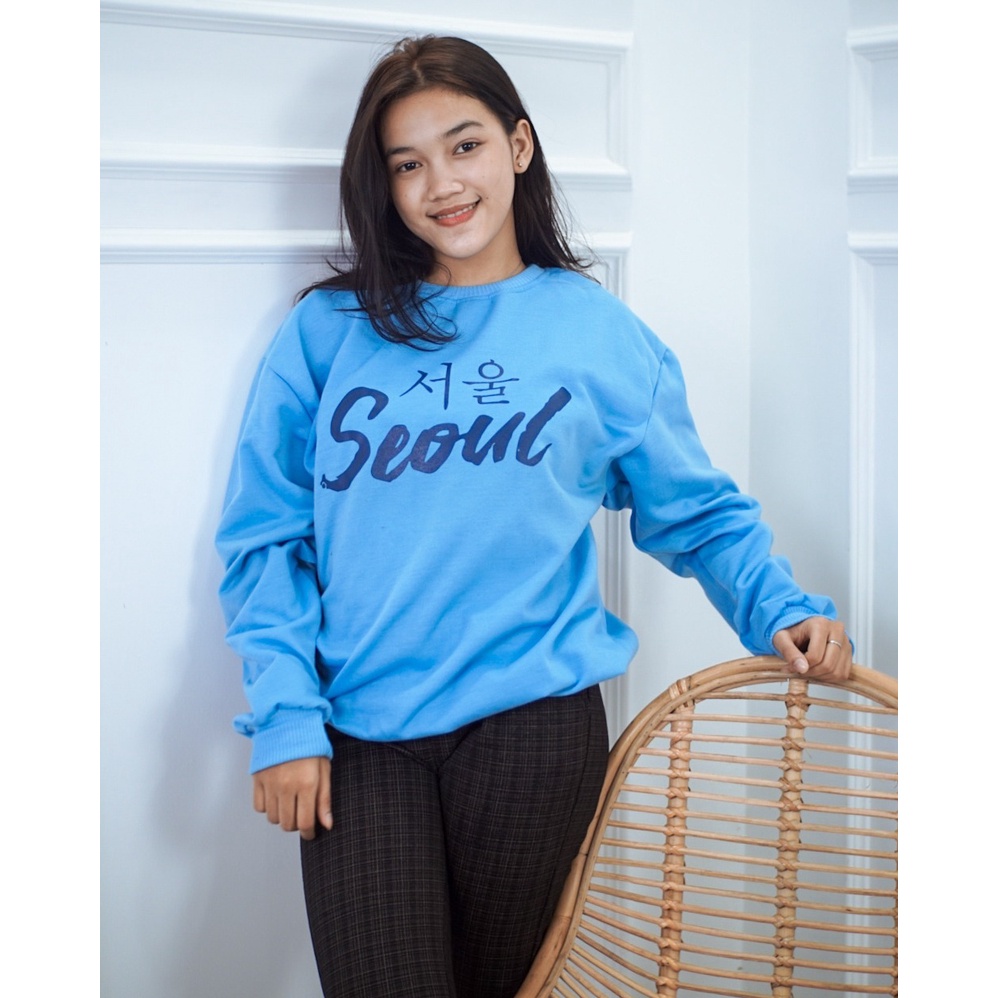 Promo Baju atasan wanita terbaru Sweater Wanita SEOUL Crewneck