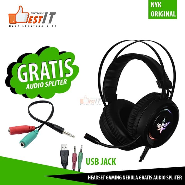 Headset Gaming RGB NYK Rubick HS N09 Headset Pc Laptop Hp