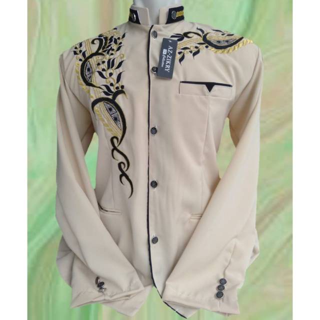Jasko bordir cream / baju koko cream / lengan panjang