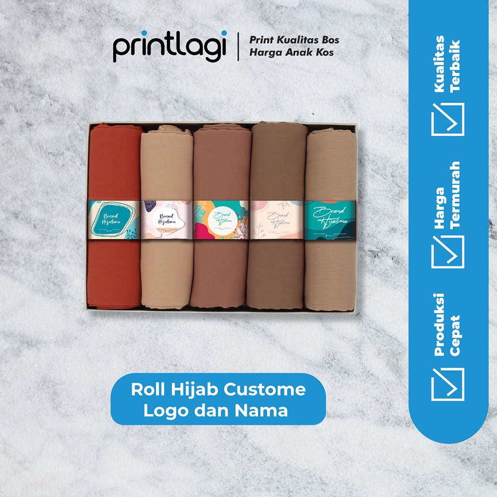 

Cetak Roll Hijab (Free Design) / Roller Jilbab / Cetak Label Pengikat Kerudung / Custom Logo