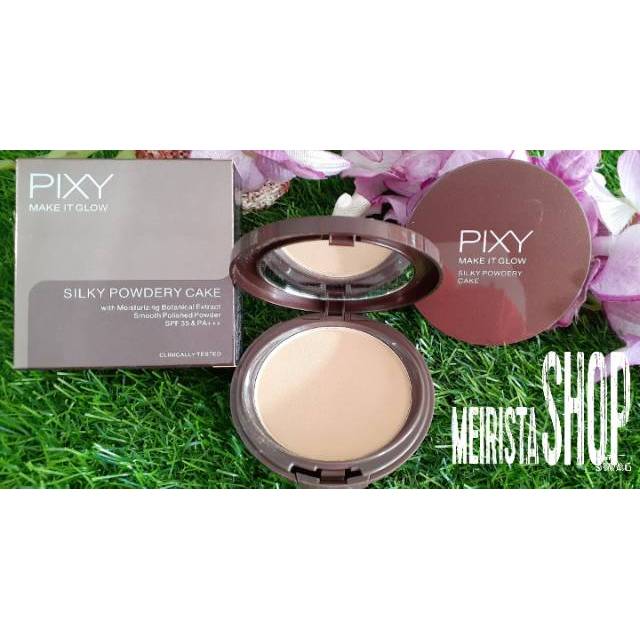 PROMO PIXY MAKE IT GLOW  SILKY PÒWERY CAKE/BEDAK PADAT+TEMPAT PIXY/PIXY/BEDAK PADAT