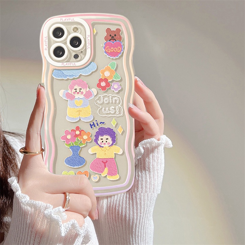 Soft Case TPU Transparan Motif Doodle Perempuan &amp; Laki-Laki Untuk iPhone 13 12 11 Pro Max X Xr Xs Max SE 8 7 6 6s Plus