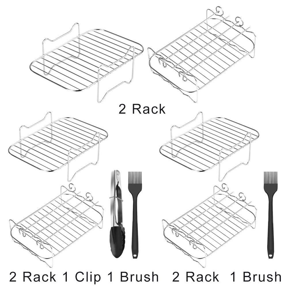 Solighter Air Fryer Rak Serbaguna Double Basket Air Fryer Aksesoris Grill Rack