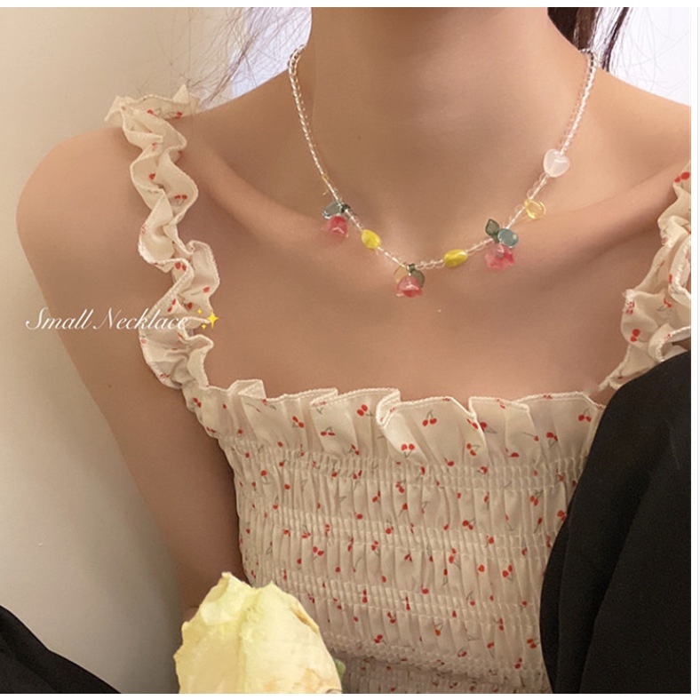 Kalung Rantai Dengan Liontin Bunga Tulip Warna Pink Untuk Wanita