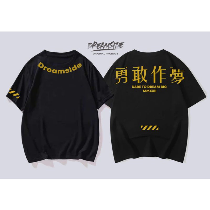 KAOS MURAH ORIGINAL DREAMSIDE KAOS DISTRO BAJU TSHIRT PRIA TULISAN LEHER MELENGKUNG KAOS TULISAN JEP