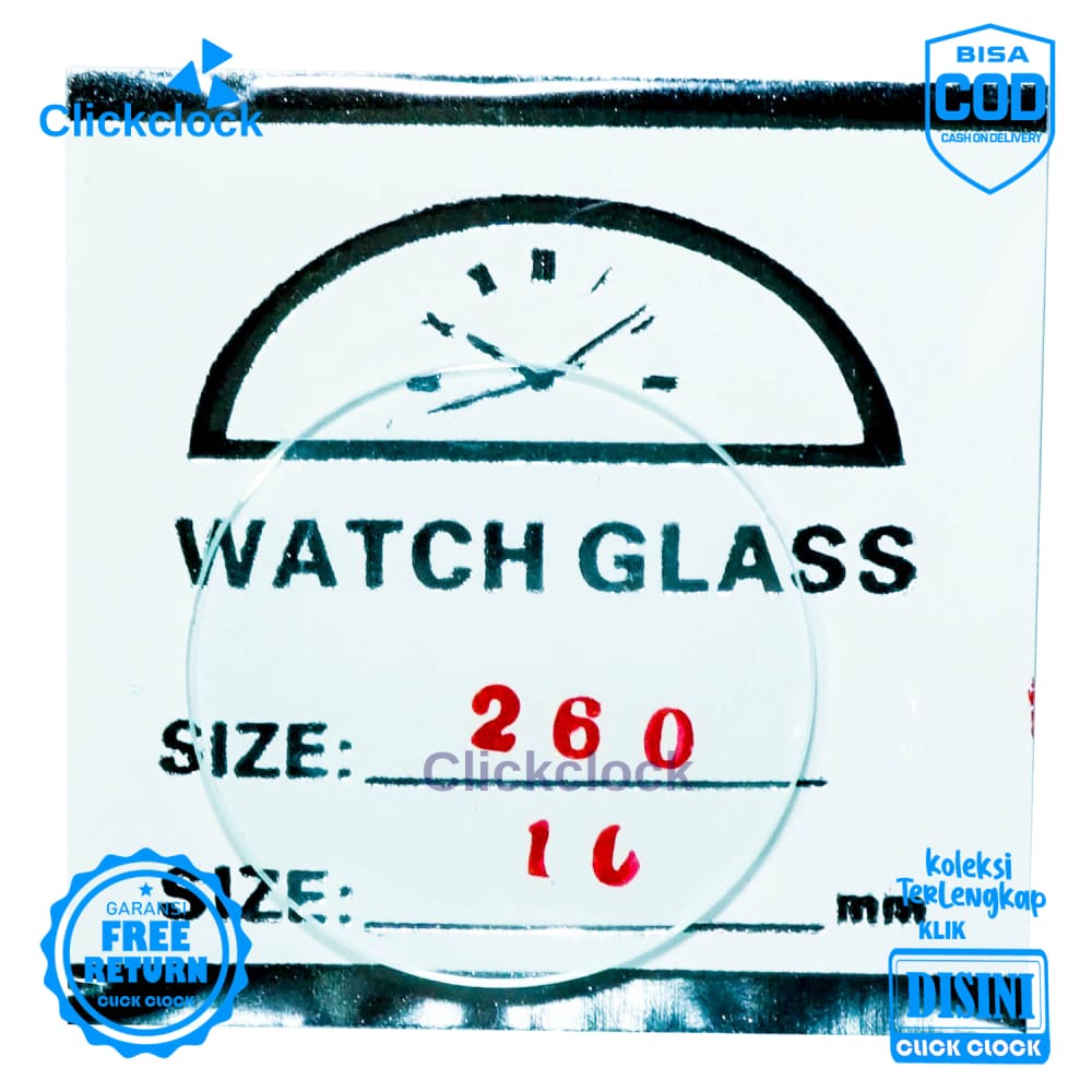 Kaca Jam Kaca Bahan Watch Glass PNC-260 Murah 2,6 cm