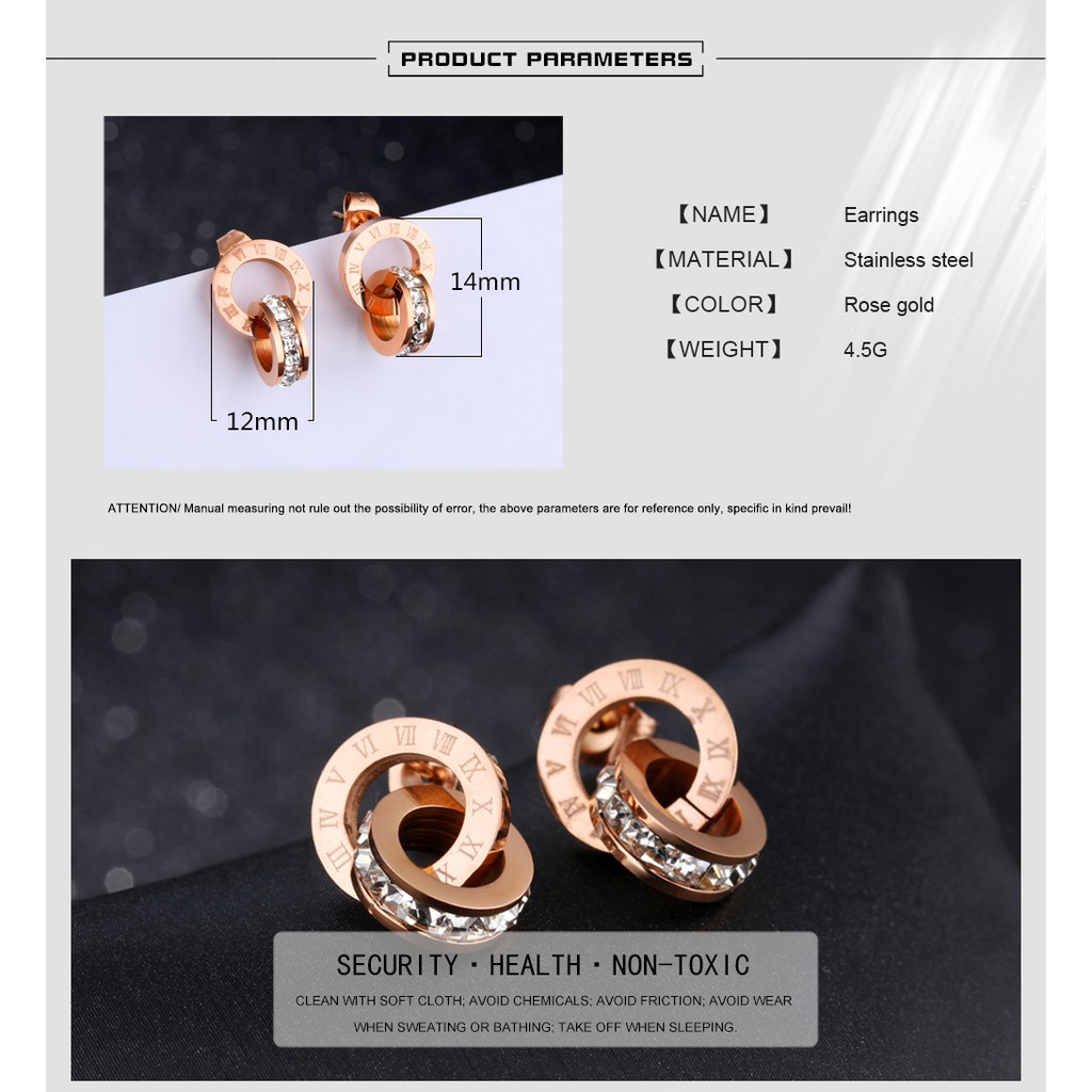 OLEVS perhiasan Anting Wanita Cincin Ganda Anting wanita dengan tulisan angka romawi-5