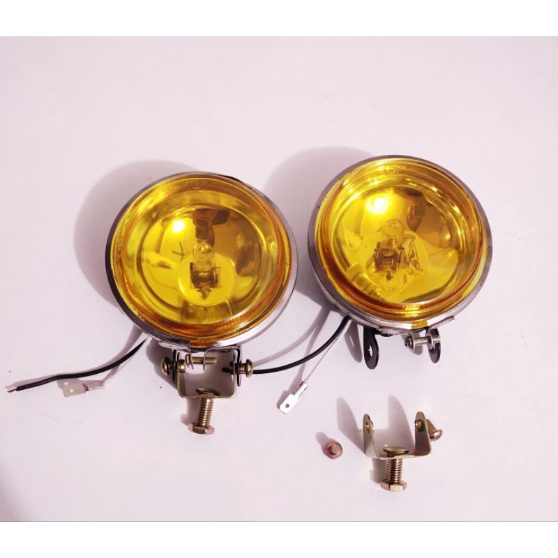 lampu tembak foglam lampu tembak kuning kaca bulat bening 2pcs