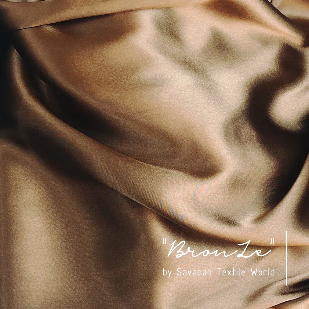 1/2 meter Kain Satin Silk Maxmara/ Sateen Sutra PREMIUM luxury-Bronze