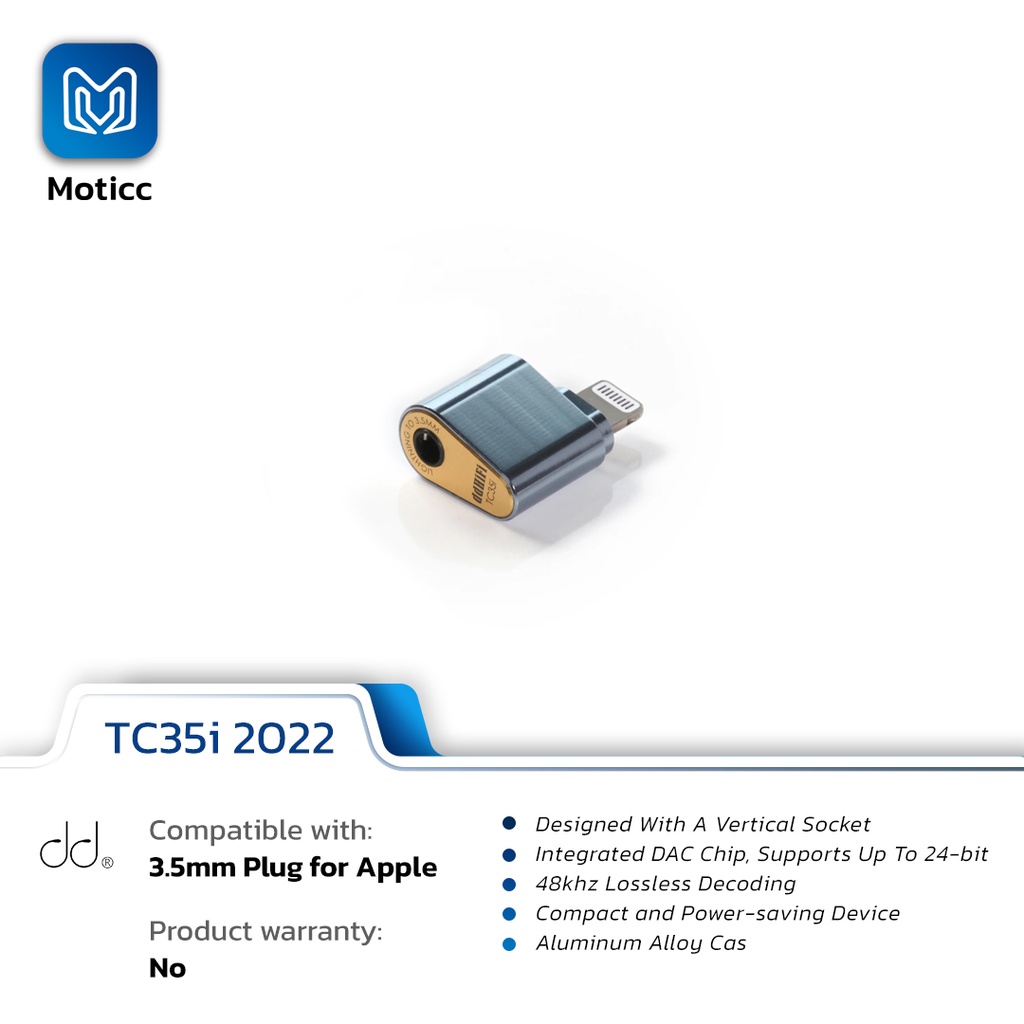 DD ddHiFi New TC35i 2022 Lightning to 3.5mm Jack AUX Male Headphone Adapter