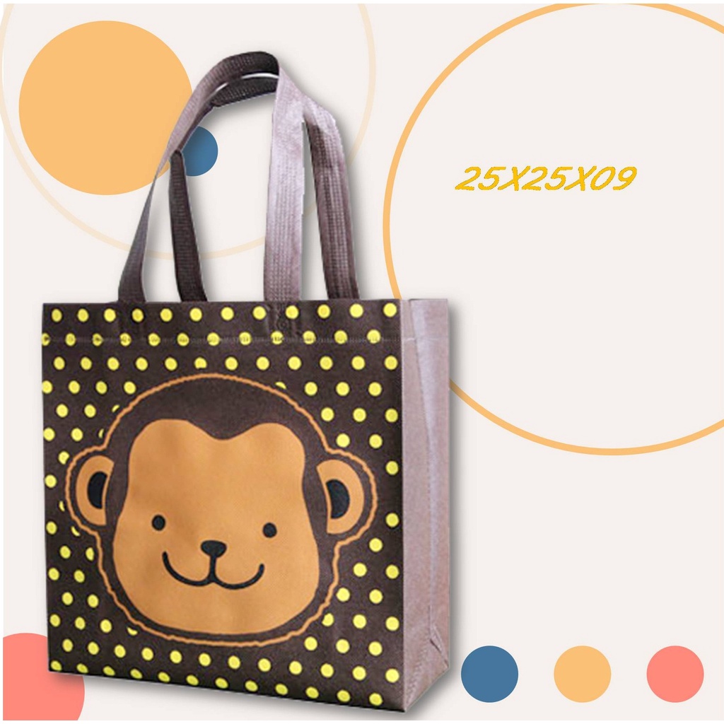 

Tas Souvenir Goodie Bag Ulang Tahun Anak Motif MONKEY Uk 25x25x09