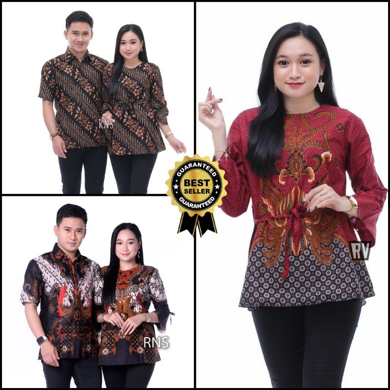 Baju Seragam Batik - Batik Couple Atasan Wanita Blouse Dan Atasan Pria Ori Ndoro Jowi DNT Garansi