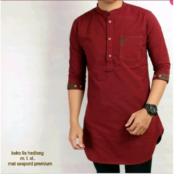 Baju Koko Baju Koko Pria Baju Koko Kurta Baju Koko Merah Marun Shopee Indonesia