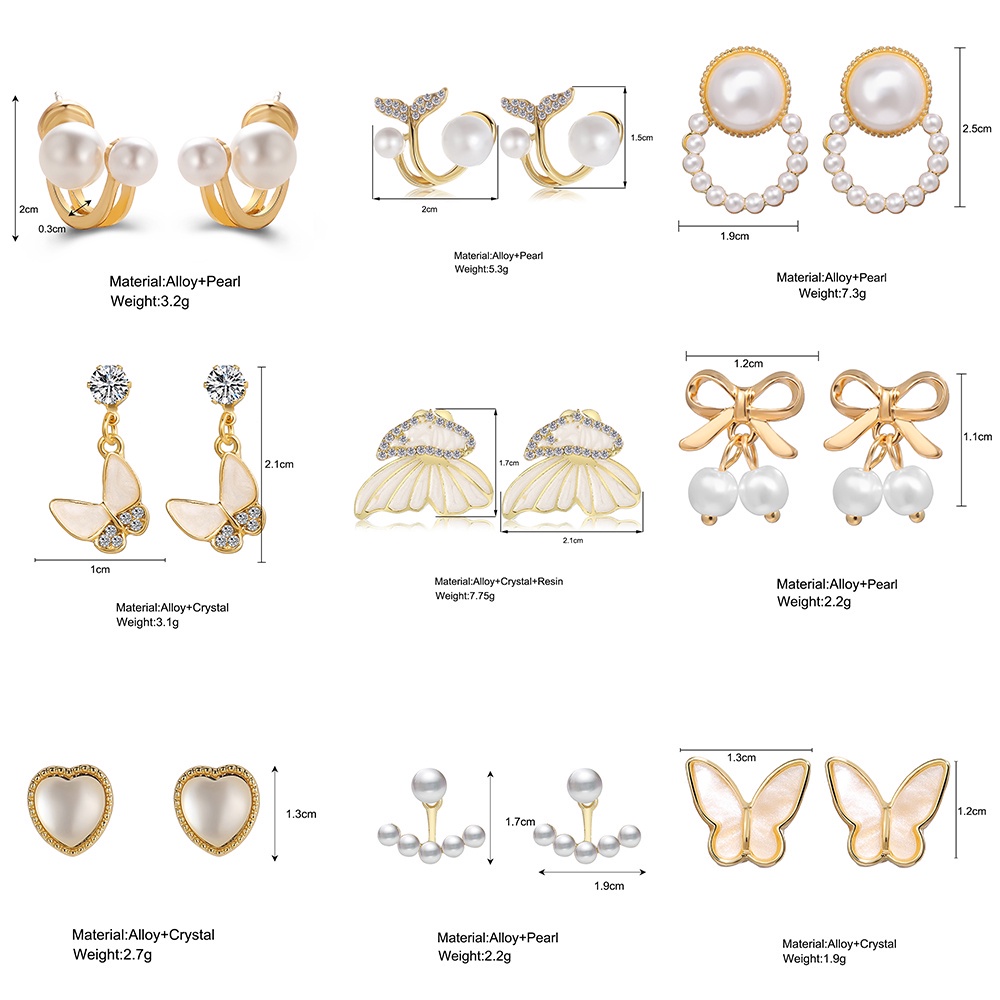 IFYOU Anting Stud Bentuk Hati Pita Aksen Mutiara Warna Silver Gaya Korea Untuk Wanita