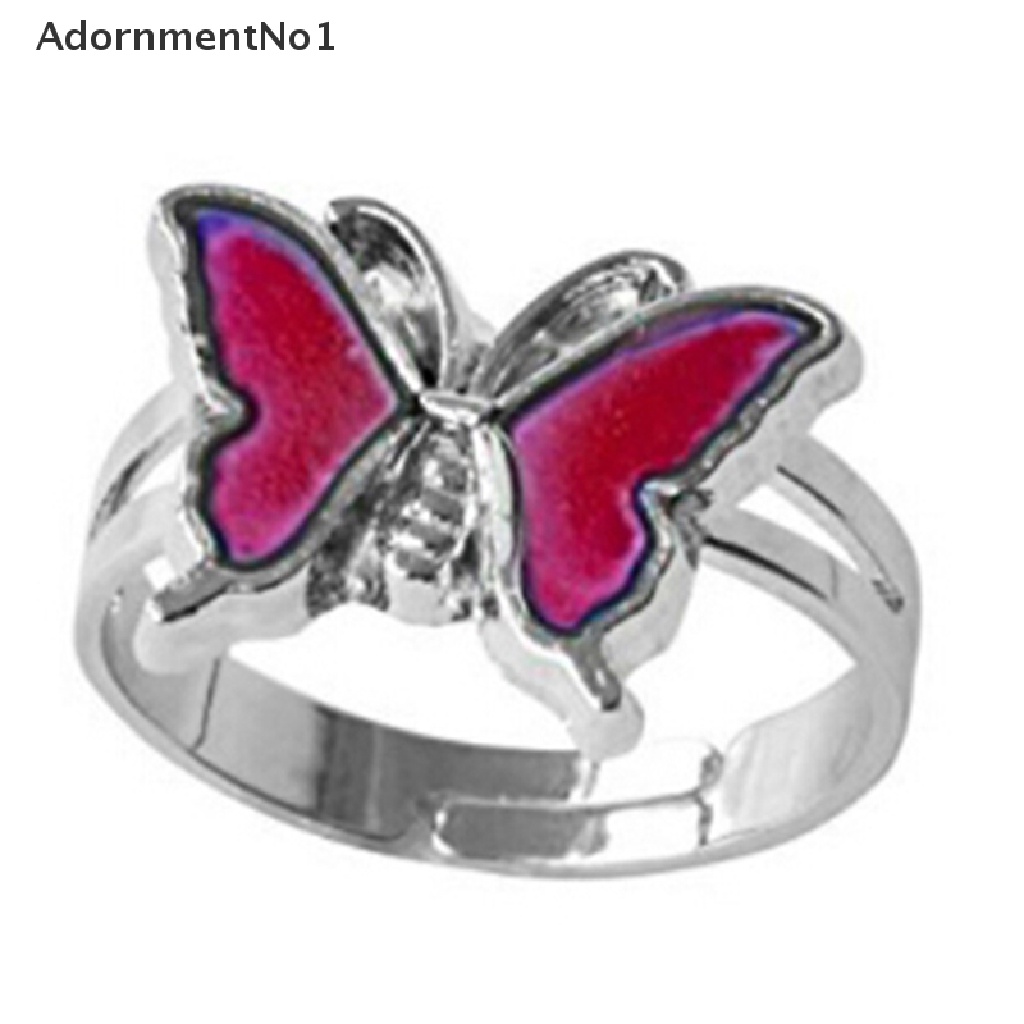 (AdornmentNo1) Cincin Mood ring Adjustable Motif Kupu-Kupu Dapat Berubah Warna Sesuai Suhu butterfly