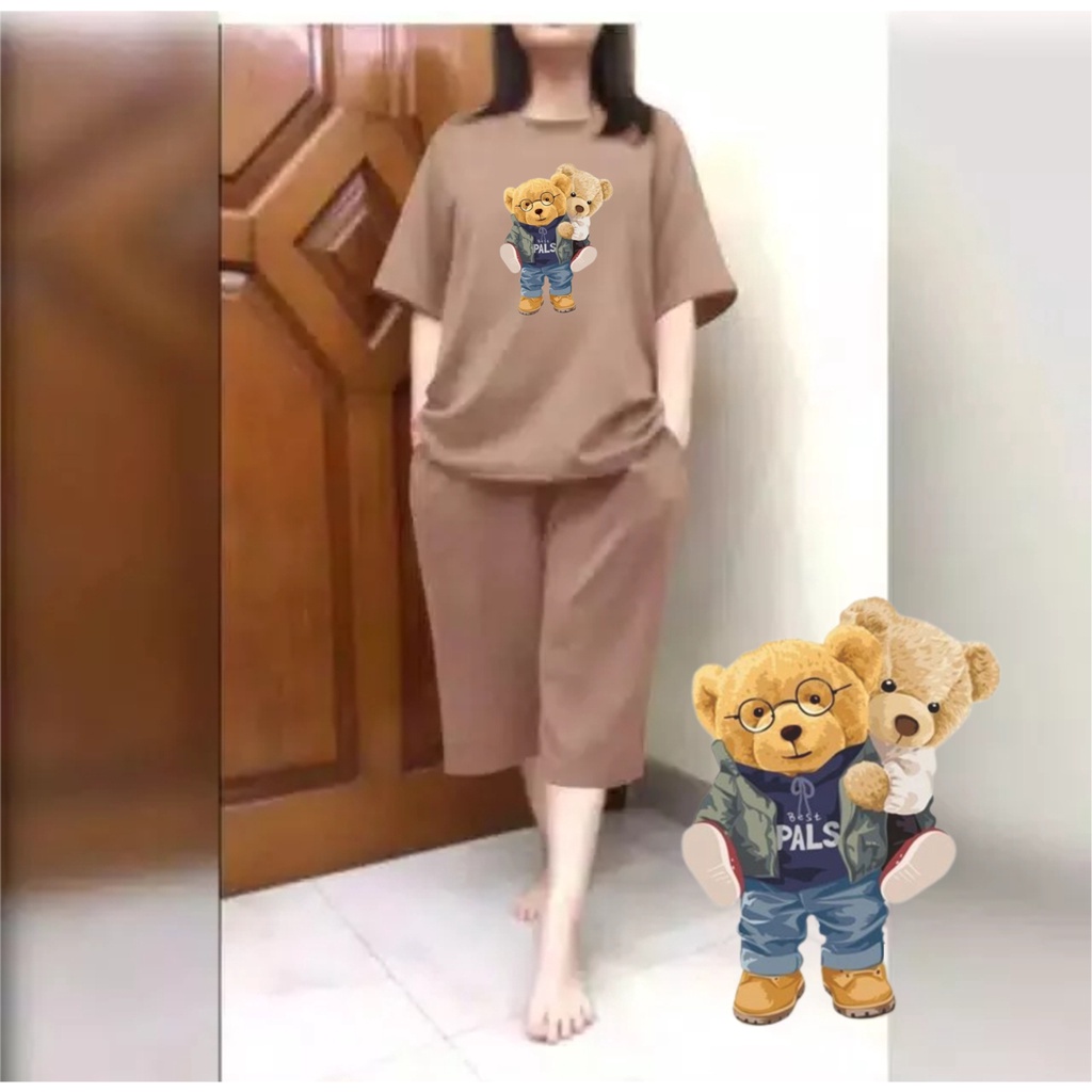 Setelan Wanita JUMBO + Celana Kulot 3/4 Big Size LD 120 Teddy Gendong