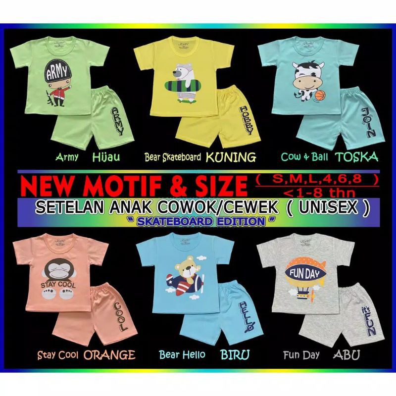 KAOS SETELAN ANAK KELFI "CEWEK/COWOK" (UNISEX)