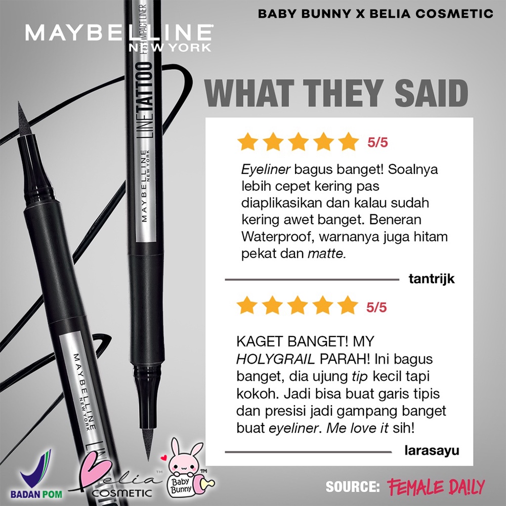 ❤ BELIA ❤ MAYBELLINE Eyeliner Tattoo High Impact | Eye Liner Spidol Hitam Pekat Tahan Lama