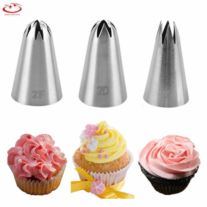 [DEASTORE] [SET 5IN1] SPUIT KUE IMPORT CETAKAN KUE BUTTERCREAM STAINLESS STELL / CUPCAKE NOZZLES BAKING CAKE DECORATING SET PIPING BAG