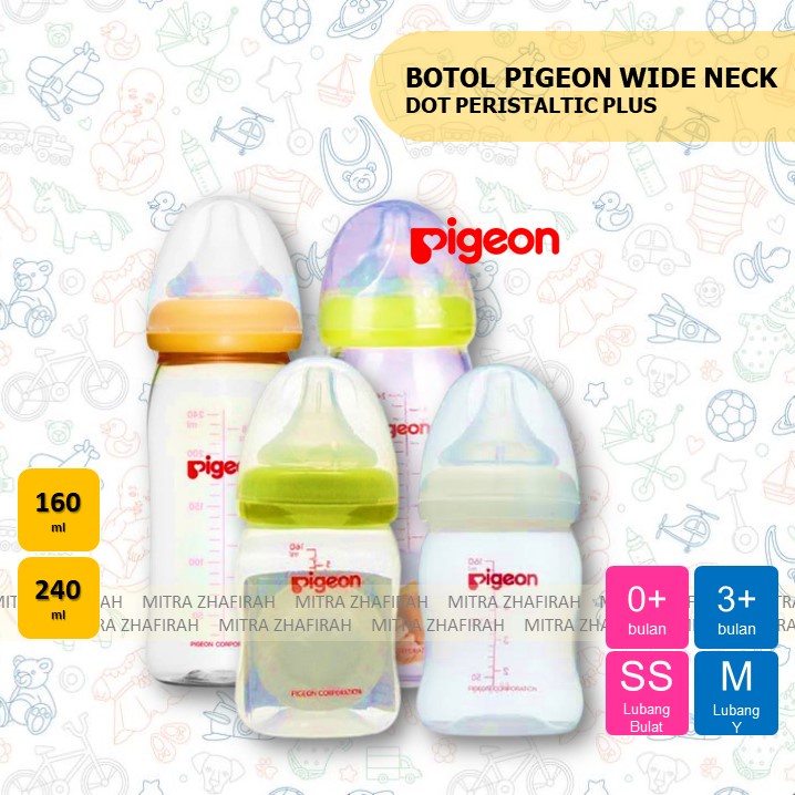 Botol Pigeon WIDE NECK 160 ml 240 ml  | Pigeon WIDE NECK Nipple Peristaltic Plus 160 ml 240 ml