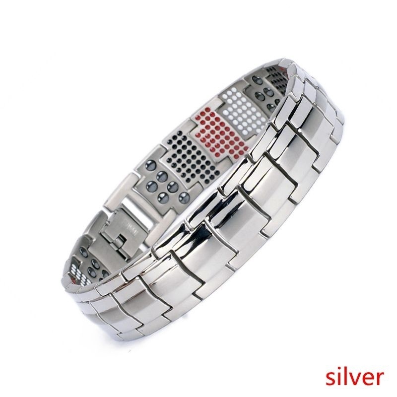 Gelang Punk Bahan Stainless Steel dengan Magnet untuk Pria