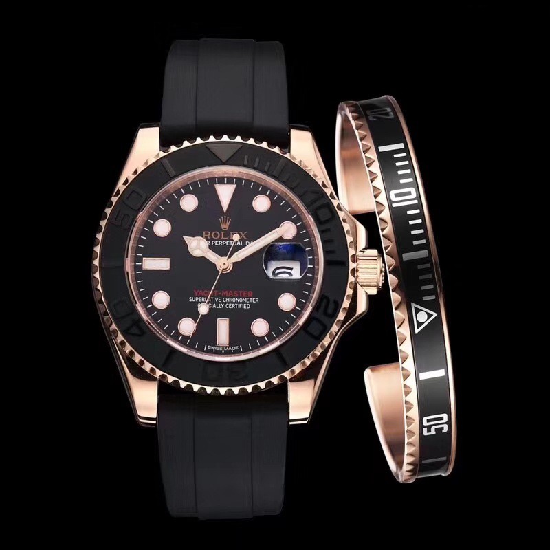 COD Jam Limited Edition Rolex Yacht Master Gelang Garansi 1th Kaca Anti Gores - Automatic Jam Import