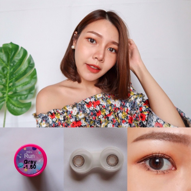 Softlens mini run gray &amp; brown kitty kawaii