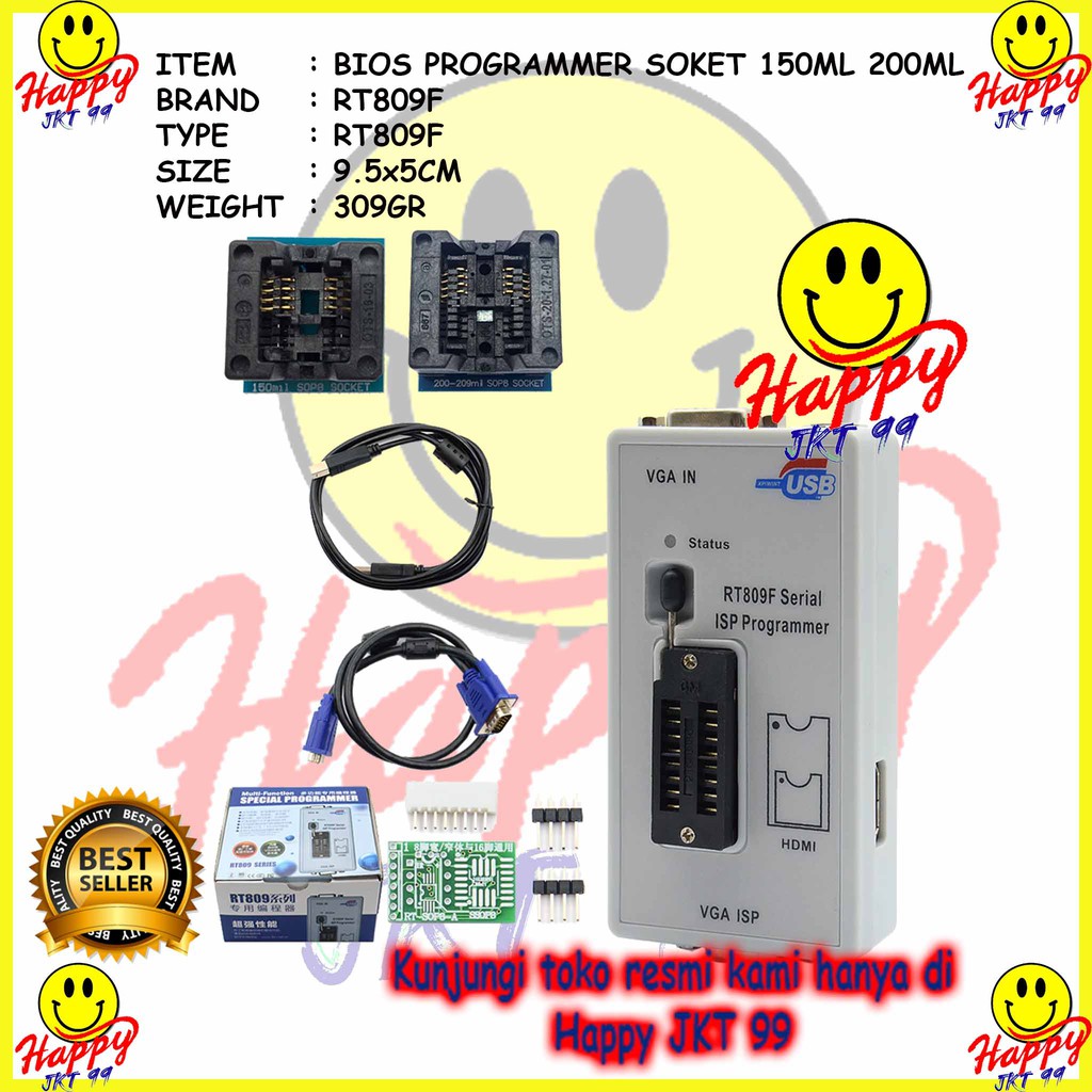 [ HAPPY JKT 99 ] FULLSET ALAT FLASH BIOS PROGRAMMER RT809F RT 809 F RT809 809F + 150ML+200ML ORIGINAL