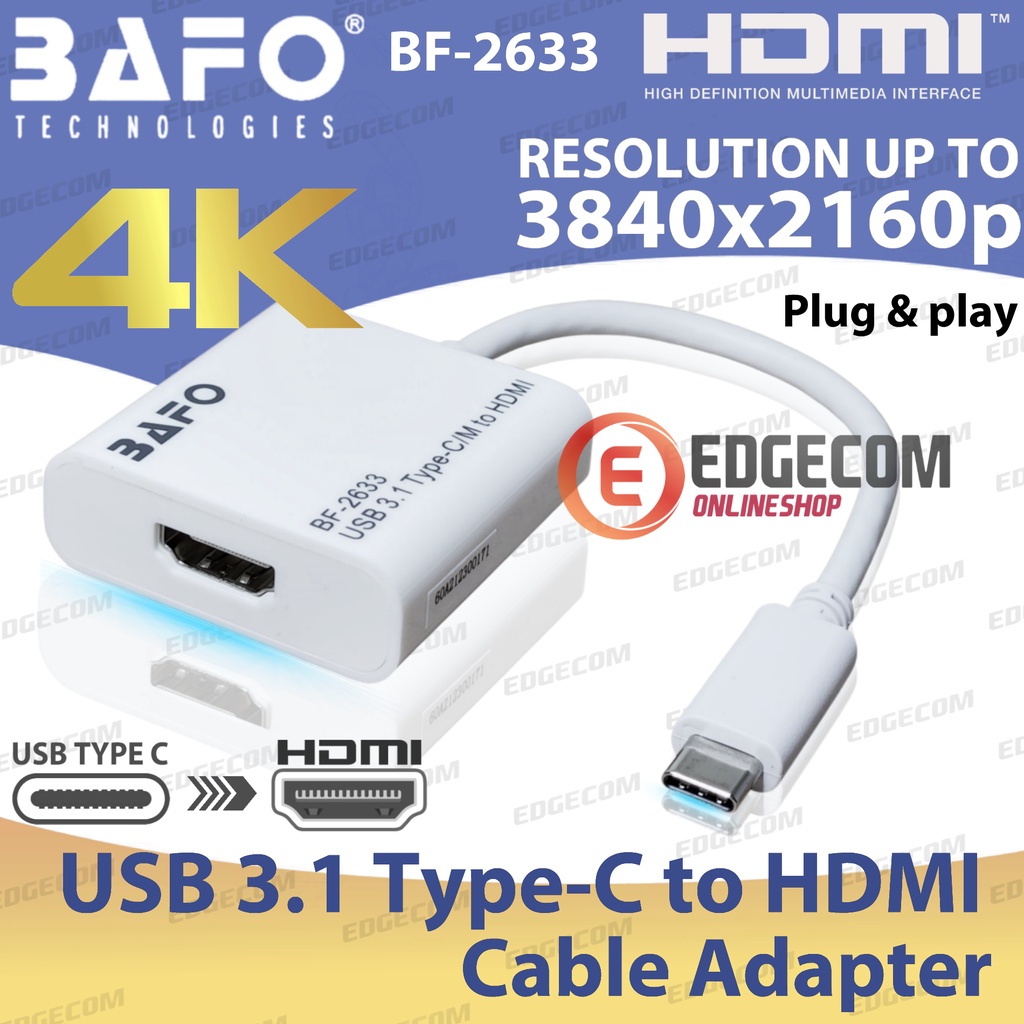 BAFO USB 3.1 TYPE C TO HDMI Female Cable Adapter BF-2633