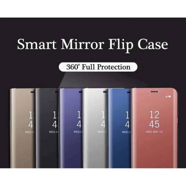 clear view standing samsung A6 2018 flip mirror case casing cover oem