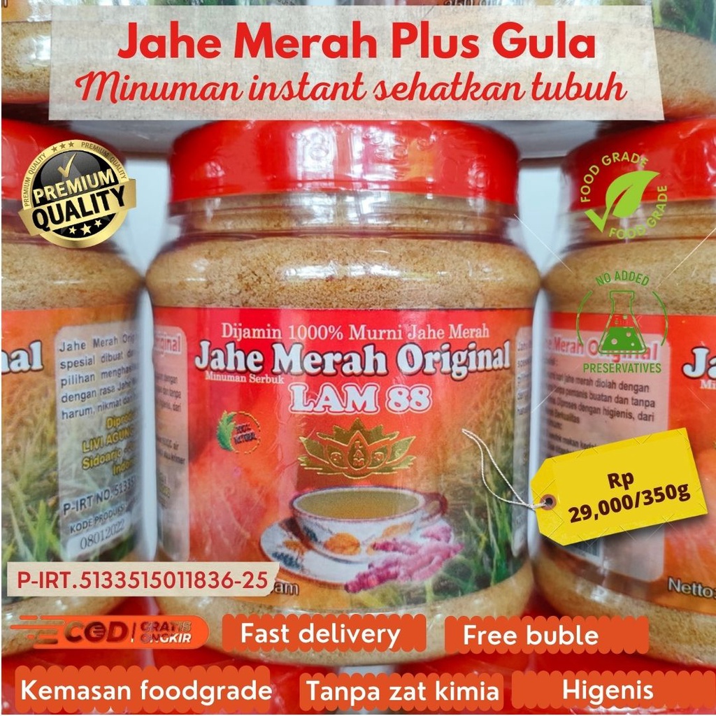 

minuman jahe merah instan dengan gula kemasan 350gr