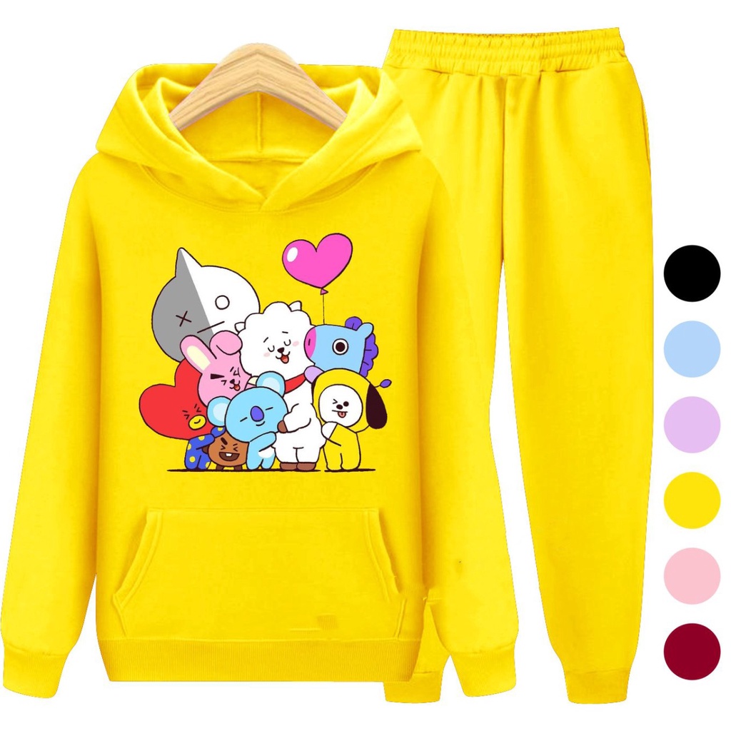 Setelan Anak Sweater Hoodie BT21 / Sweater Anak Perempuan Baju Jaket Korea Kekinian