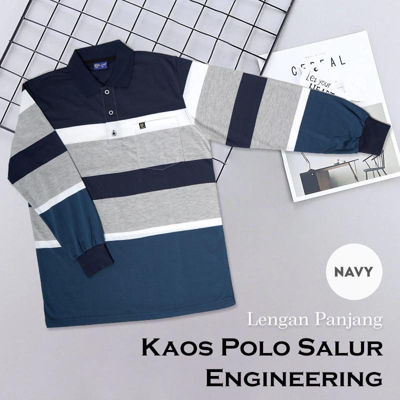 Kaospolos - Kaos kerah motif salur lengan panjang | polo shirt stripe engineering 7881