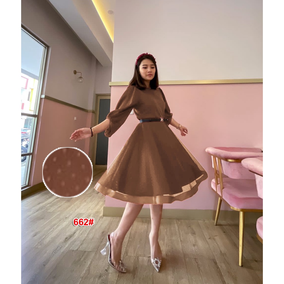 Dress 662/Gaun pesta Murah / Dress pesta wanita Bahan scuba kombi Brukat Import