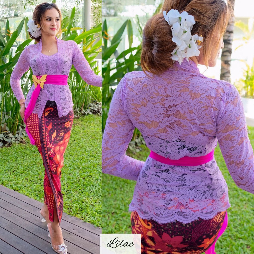 Baju Kebaya Brokat SETELAN Kebaya Bali SOFIA LILY dan Rok Moscreft Batik Panjang Kebaya Bali Modern