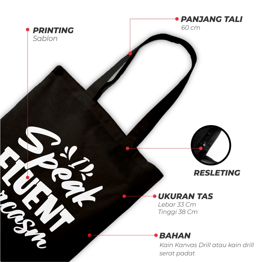 Sevine Totebag Tas Wanita Tote bag Resleting Girl Quotes Black Series Hitam - TQ7