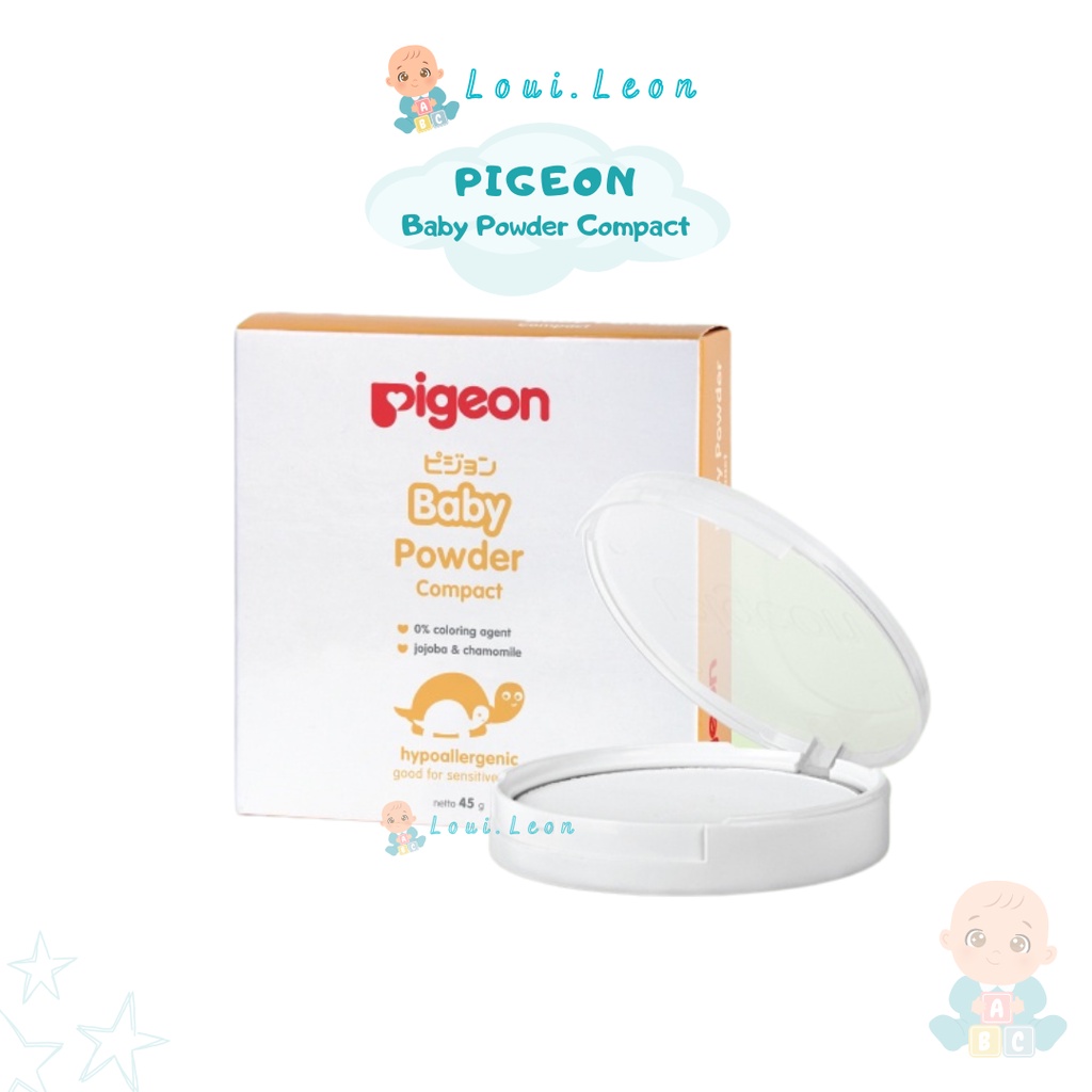 PIGEON Baby Powder Cake Chamomile 45Gr Full Set + Refill | Bedak Padat Bayi l PIGEON Baby Powder Com