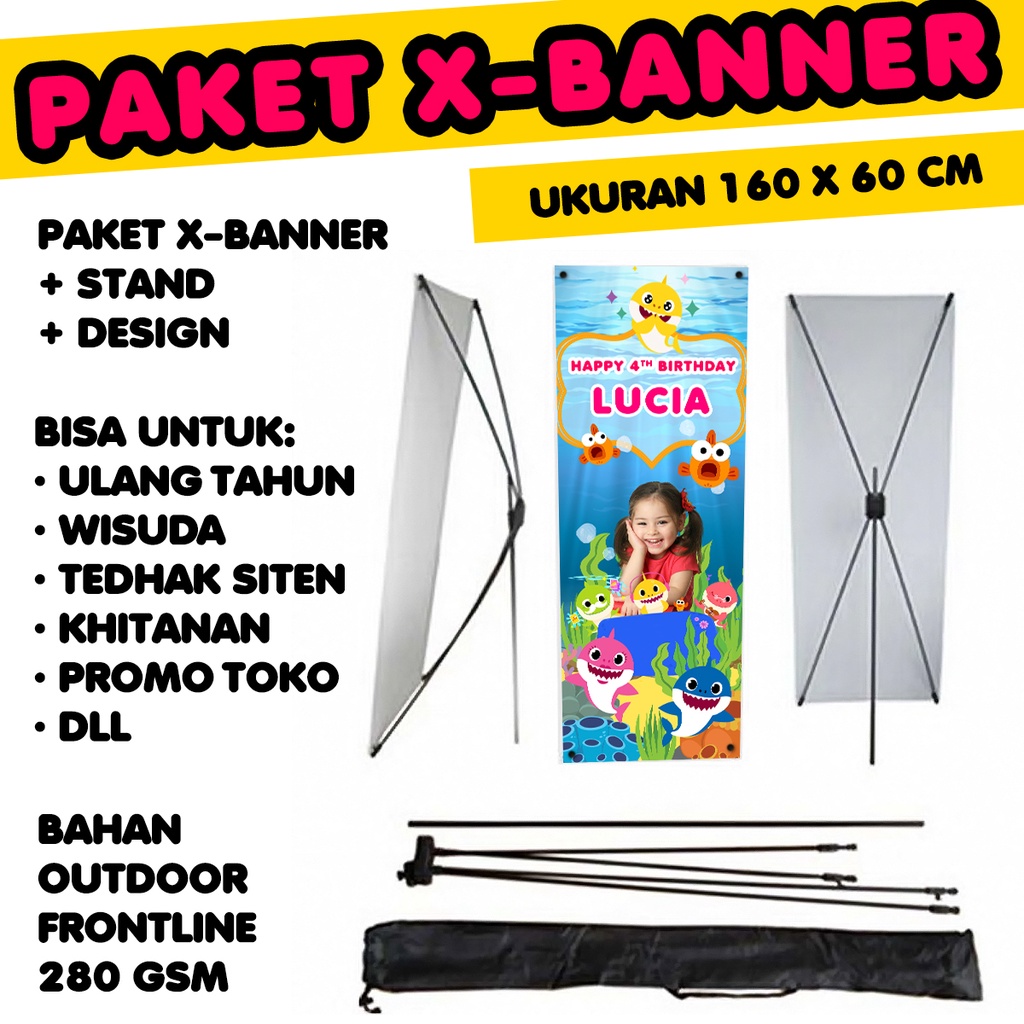 Paket Standing Banner/ X-Banner / Banner Promosi Free Desain + Stand