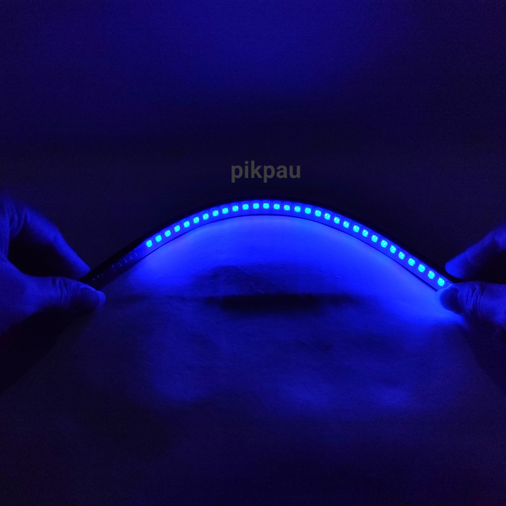 Lampu LED Strobo Strip 32cm Fleksibel Banyak Mode Welcome Warna Biru