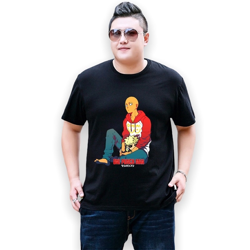 Kaos Tshirt  Pria  Jumbo XXL Saitama One Punch Man Baju Distro Basic Lengan Pendek Cowok Kasual