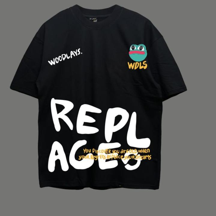 ➛ Woodlays Tshirt Frog Black Oversized う