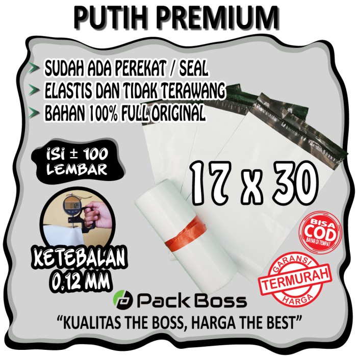 

Menyurat-Surat- Putih Premium Polymailer 17X30 +/- 100 Halus Tebal Langsung Pabrik -Surat-Menyurat.