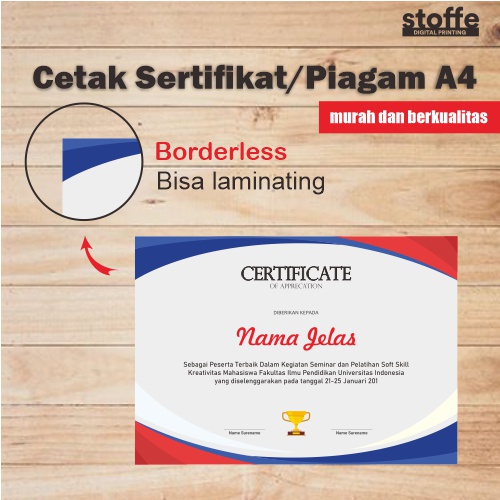 

Print / Cetak Sertifikat atau Piagam