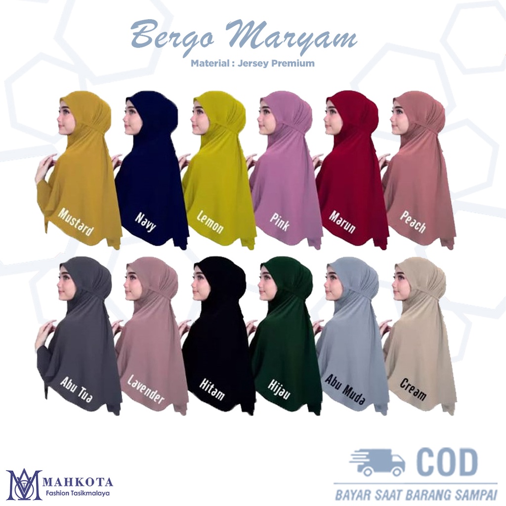 Bergo Maryam Jersey Jumbo Premium Terbaru 2021 Hijab instan kekinian Kerudung Bergo Jersey-2