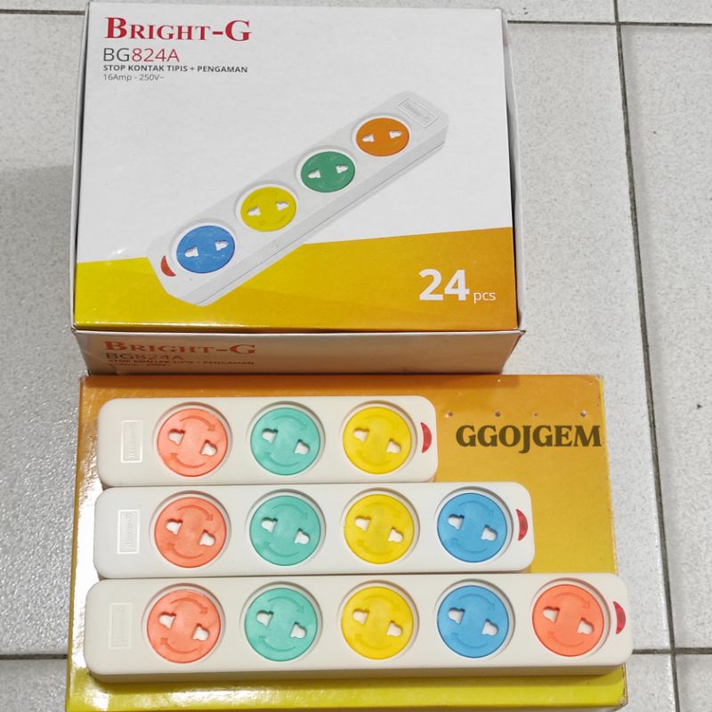 STOP KONTAK TIPIS + EKSTRA PENGAMAN BRIGHT-G / Cok Sambung Terminal rata sni safety BRIGHTG