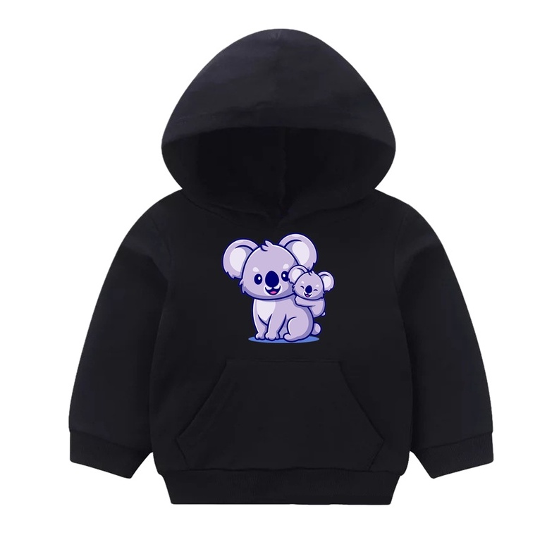 Baju Anak Koalaa Hoodie Anak Fleece Umur 1 - 6 Tahun-Hitam