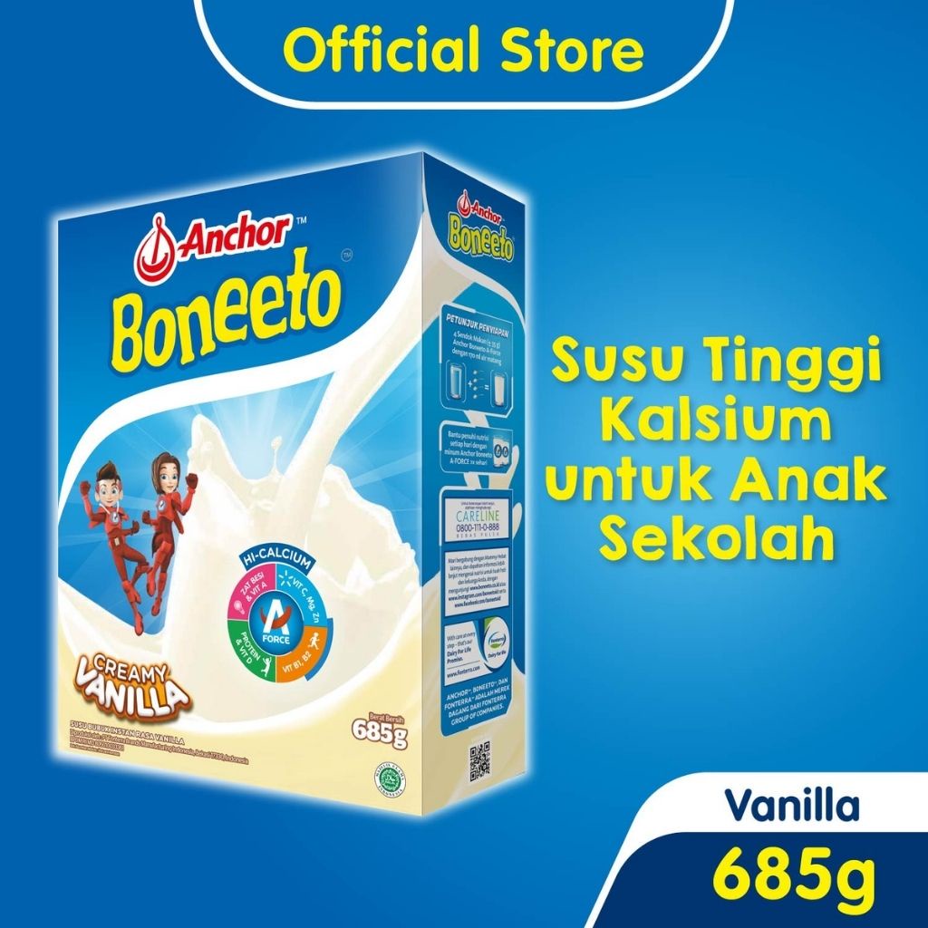 

Boneeto Susu Bubuk Vanila 685g - Nutrisi untuk Daya Pikir dan Tubuh Aktif Anak