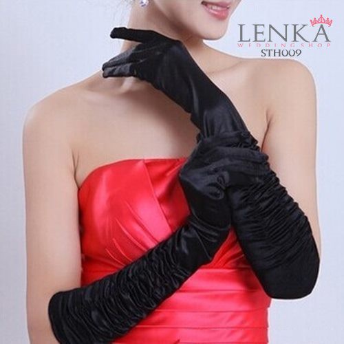 [BISA COD] SARUNG TANGAN BRIDAL GLOVES PANJANG HITAM WEDDING PESTA STH009