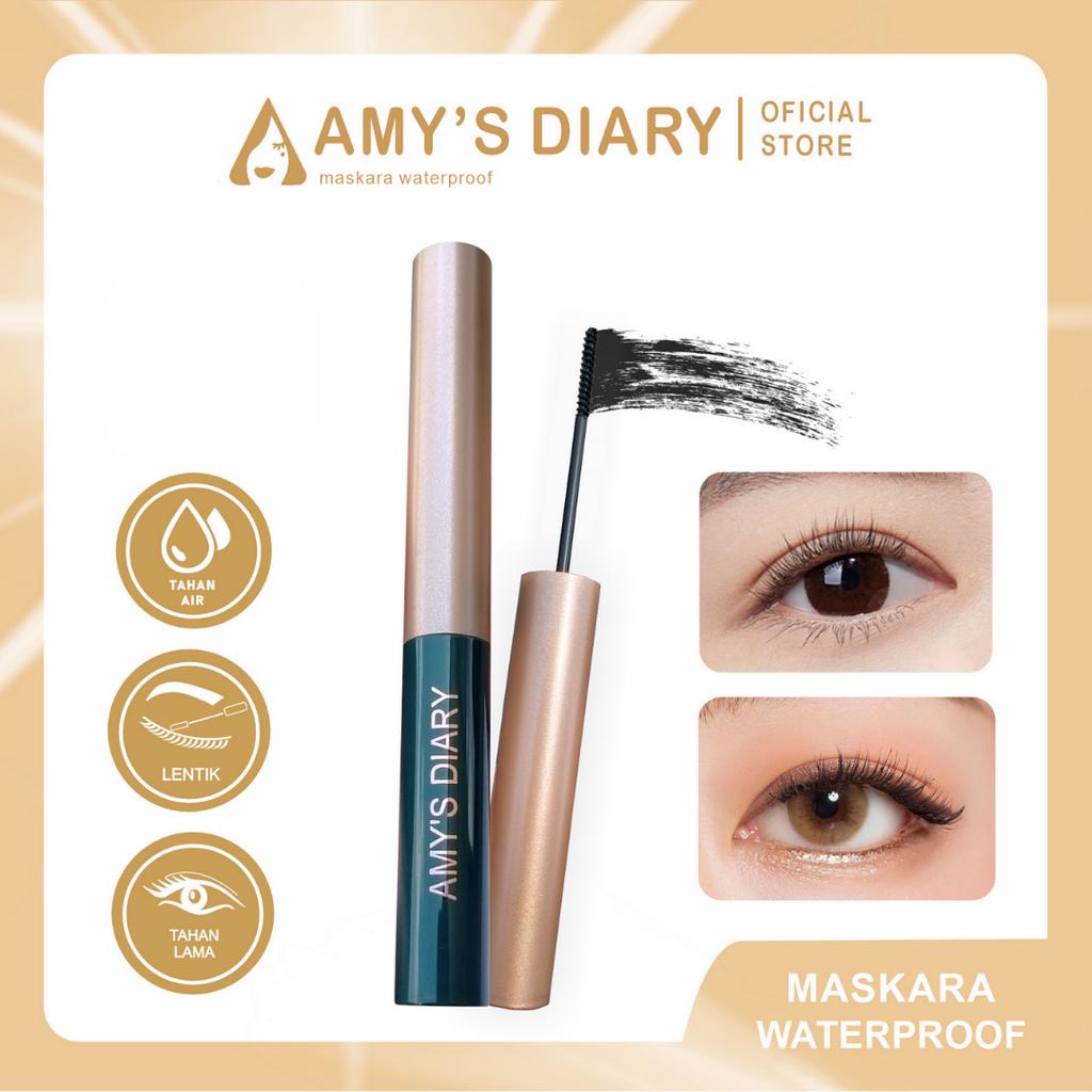 Maskara Waterproof Amy's Diary slender and curved different roots stain resistant sweatproof Formula Baru